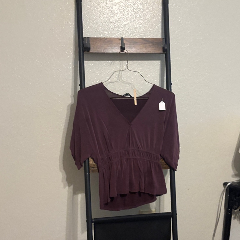 Elegant Plum V-Neck Women's Top